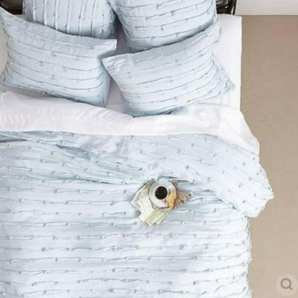 Anthropologie Spliced Linen Duvet (Queen) + 2 standard shams + 1 Euro sham